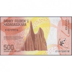 Madagascar - Pick 99a - 500 ariary - Série E - 2017 - Polymère hybride - Etat : NEUF
