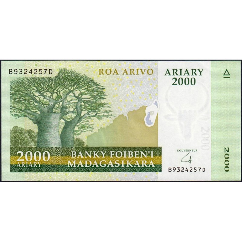 Madagascar - Pick 90b - 2'000 ariary - Série B D - 2008 -  Papier -  Etat : NEUF
