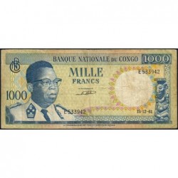 Congo (Kinshasa) - Pick 8a_2 - 1'000 francs - Série E - 15/12/1961 - Etat : TB-