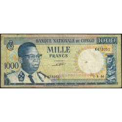 Congo (Kinshasa) - Pick 8a_3 - 1'000 francs - Série K - 01/08/1964 - Etat : TB-