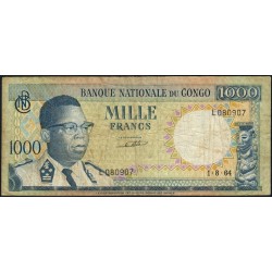 Congo (Kinshasa) - Pick 8a_3 - 1'000 francs - Série L - 01/08/1964 - Etat : TB-