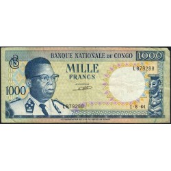 Congo (Kinshasa) - Pick 8a_3 - 1'000 francs - Série L - 01/08/1964 - Etat : TB