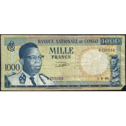 Congo (Kinshasa) - Pick 8a_3 - 1'000 francs - Série Q - 01/08/1964 - Etat : TB-