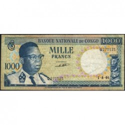 Congo (Kinshasa) - Pick 8a_3 - 1'000 francs - Série Q - 01/08/1964 - Etat : TB