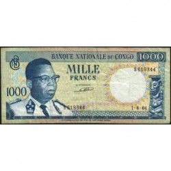 Congo (Kinshasa) - Pick 8a_3 - 1'000 francs - Série S - 01/08/1964 - Etat : TB+