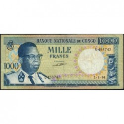 Congo (Kinshasa) - Pick 8a_3 - 1'000 francs - Série U - 01/08/1964 - Etat : TB+