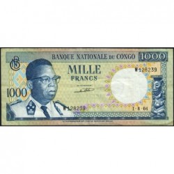 Congo (Kinshasa) - Pick 8a_3 - 1'000 francs - Série W - 01/08/1964 - Etat : TTB