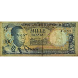 Congo (Kinshasa) - Pick 8a_3 - 1'000 francs - Série W - 01/08/1964 - Etat : TTB