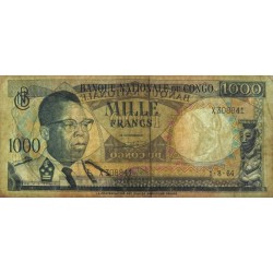 Congo (Kinshasa) - Pick 8a_3 - 1'000 francs - Série X - 01/08/1964 - Etat : TB+