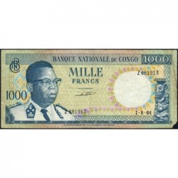 Congo (Kinshasa) - Pick 8a_3 - 1'000 francs - Série Z - 01/08/1964 - Etat : TB-