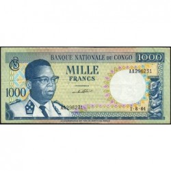 Congo (Kinshasa) - Pick 8a_3 - 1'000 francs - Série AA - 01/08/1964 - Etat : TTB+