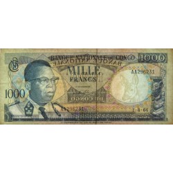 Congo (Kinshasa) - Pick 8a_3 - 1'000 francs - Série AA - 01/08/1964 - Etat : TTB+
