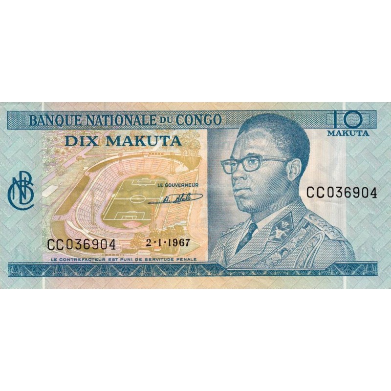 Congo (Kinshasa) - Pick 9a_1 - 10 makuta - Série CC - 01/09/1968 - Etat : TTB+