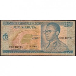 Congo (Kinshasa) - Pick 9a_2 - 10 makuta - Série DQ - 01/09/1968 - Etat : B+