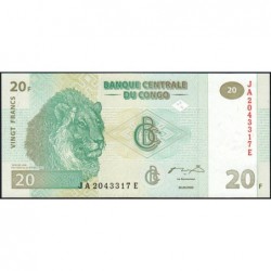 Rép. Démocr. du Congo - Pick 94 - 20 francs - Série JA E - 30/06/2003 - Etat : NEUF