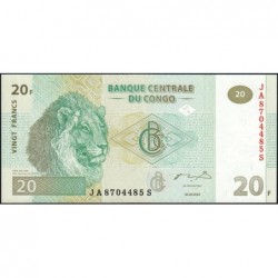 Rép. Démocr. du Congo - Pick 94A - 20 francs - Série JA S - 30/06/2003 - Etat : NEUF