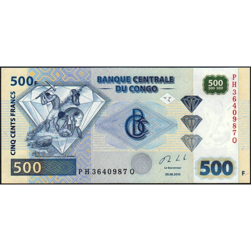Rép. Démocr. du Congo - Pick 96b - 500 francs - Série PH Q - 30/06/2013 - Etat : NEUF