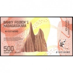 Madagascar - Pick 99 - 500 ariary - Série B - 2017 - Composite polymère - Etat : NEUF