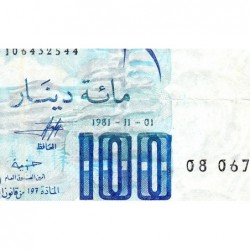 Algérie - Pick 131a_1 - 100 dinars - Série 08 067 - 01/11/1981 - Etat : TTB