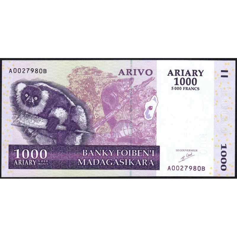 Madagascar - Pick 89a - 1'000 ariary - 5'000 francs - Série A B - 2004 - Etat : NEUF