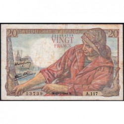 F 13-08 - 10/02/1944 - 20 francs - Pêcheur - Série A.117 - Etat : TB-