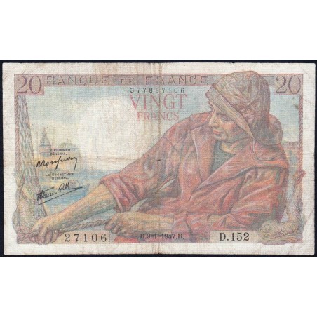 F 13-11 - 09/01/1947 - 20 francs - Pêcheur - Série D.152 - Etat : B+