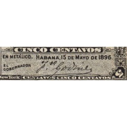 Cuba - Pick 45a - 5 centavos - Série J - 15/05/1896 - Etat : TTB+