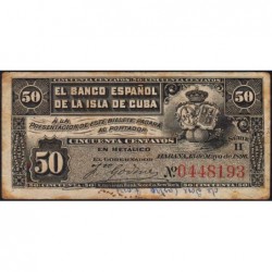 Cuba - Pick 46a - 50 centavos - Série H - 15/05/1896 - Etat : TB