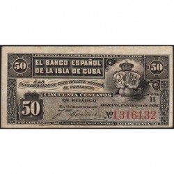 Cuba - Pick 46a - 50 centavos - Série H - 15/05/1896 - Etat : TTB+