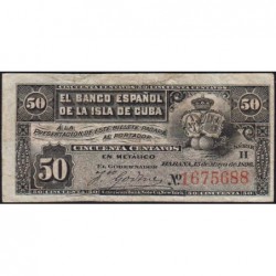 Cuba - Pick 46a - 50 centavos - Série H - 15/05/1896 - Etat : TB+