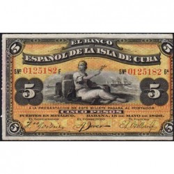 Cuba - Pick 48b - 5 pesos - Série F - 15/05/1896 - Etat : TTB