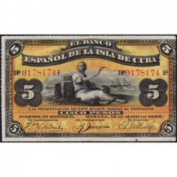Cuba - Pick 48b - 5 pesos - Série F - 15/05/1896 - Etat : TTB+