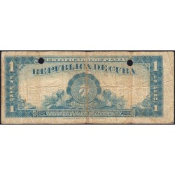 Cuba - Pick 69f - 1 peso - Série H A - 1945 - Billet annulé - Etat : TB-