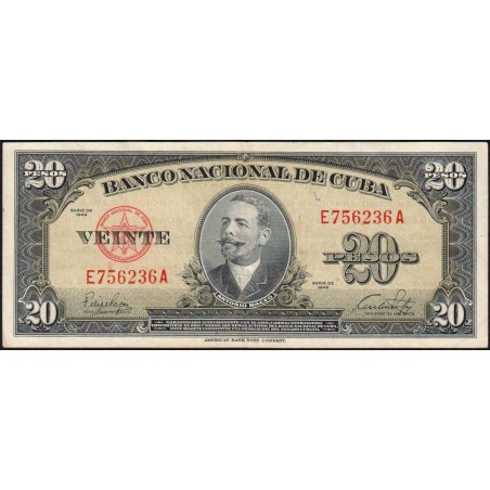 Cuba - Pick 80a - 20 pesos - Série E A - 1949 - Etat : TTB+