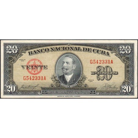 Cuba - Pick 80b - 20 pesos - Série G A - 1958 - Etat : TTB