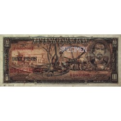 Cuba - Pick 88as - 10 pesos - Série A A - 1956 - Spécimen - Etat : SPL