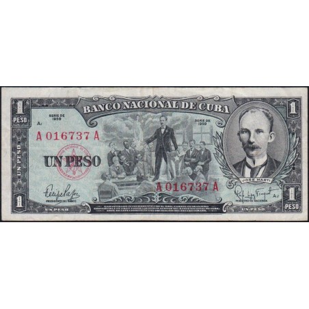 Cuba - Pick 90 - 1 peso - Série A A - 1959 - Etat : TTB