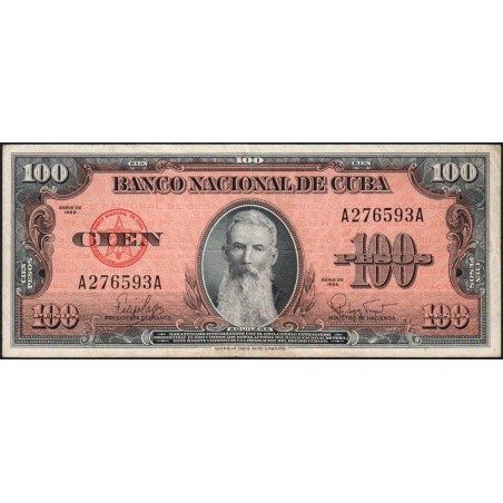Cuba - Pick 93a - 100 pesos - Série A A - 1959 - Etat : TTB