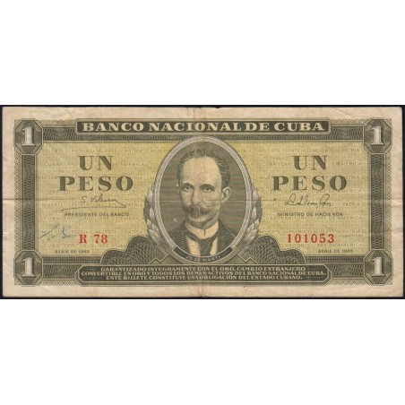 Cuba - Pick 94c - 1 peso - Série R 78 - 1965 - Etat : TB