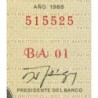 Cuba - Pick 102d - 1 peso - Série BA 01 - 1988 - Etat : NEUF