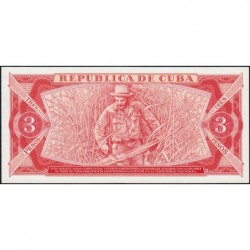 Cuba - Pick 107a_4 - 3 pesos - Série CF 02 - 1986 - Etat : NEUF