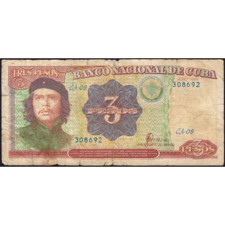 Cuba - Pick 113 - 3 pesos - Série CA 08 - 1995 - Etat : B-