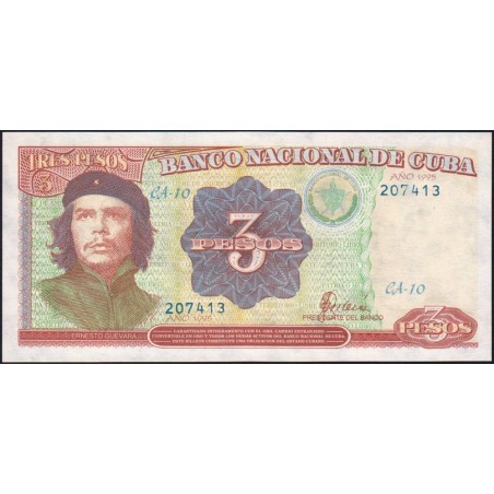 Cuba - Pick 113 - 3 pesos - Série CA 10 - 1995 - Etat : NEUF