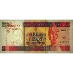 Cuba - Pick FX 38 - 3 pesos - Série BA 03 - 1994 - Etat : NEUF