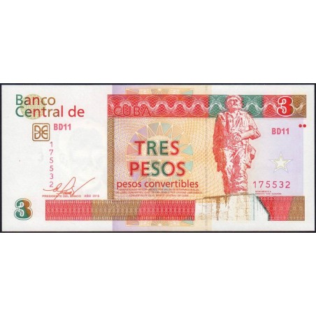 Cuba - Pick FX 47_3 - 3 pesos - Série BD 11 - 2016 - Etat : NEUF