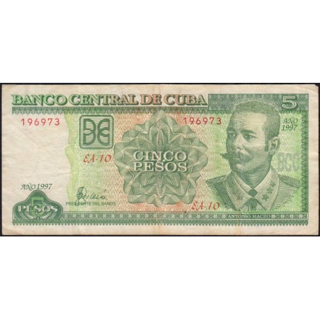 Cuba - Pick 116a - 5 pesos - Série EA-10 - 1997 - Etat : TB+