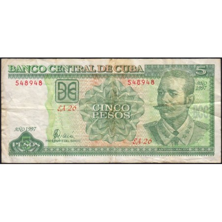 Cuba - Pick 116a - 5 pesos - Série EA-26 - 1997 - Etat : TB