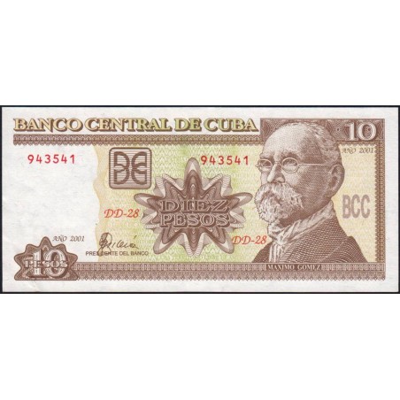 Cuba - Pick 117d - 10 pesos - Série DD-28 - 2001 - Etat : SUP