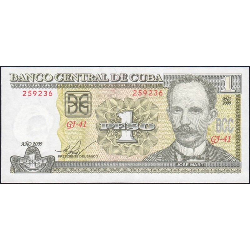 Cuba - Pick 128d - 1 peso - Série GJ-41- 2009 - Etat : NEUF