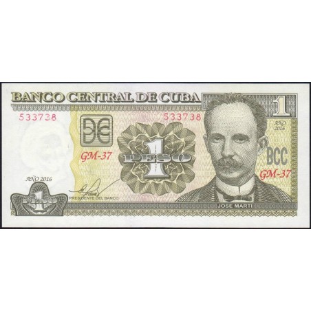 Cuba - Pick 128g - 1 peso - Série GM-37- 2016 - Etat : NEUF